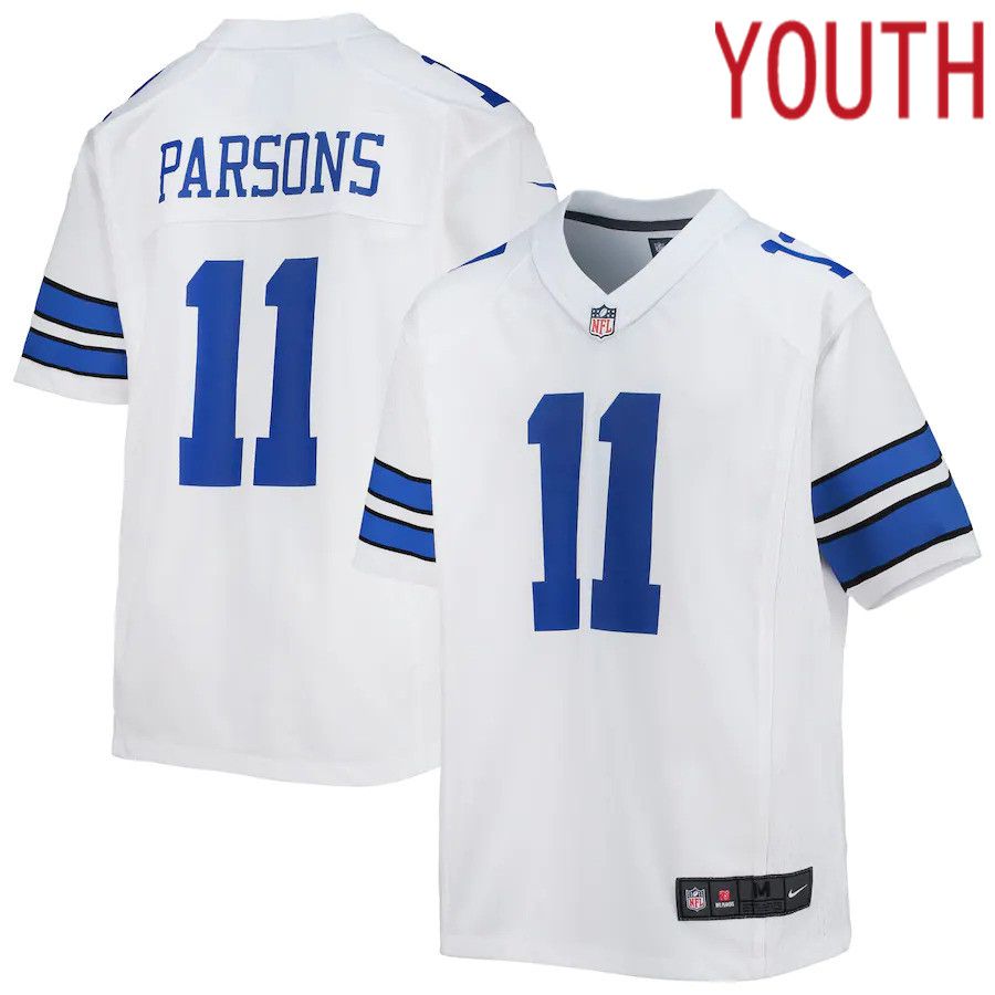 Youth Dallas Cowboys 11 Micah Parsons Nike White Game NFL Jersey
